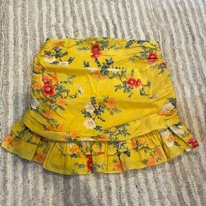 Lovers + Friends Yellow Flower Cotton Skirt